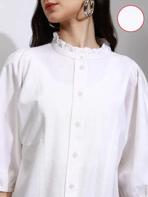 Solid Shirt Style Top