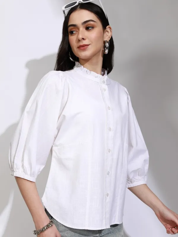 Solid Shirt Style Top