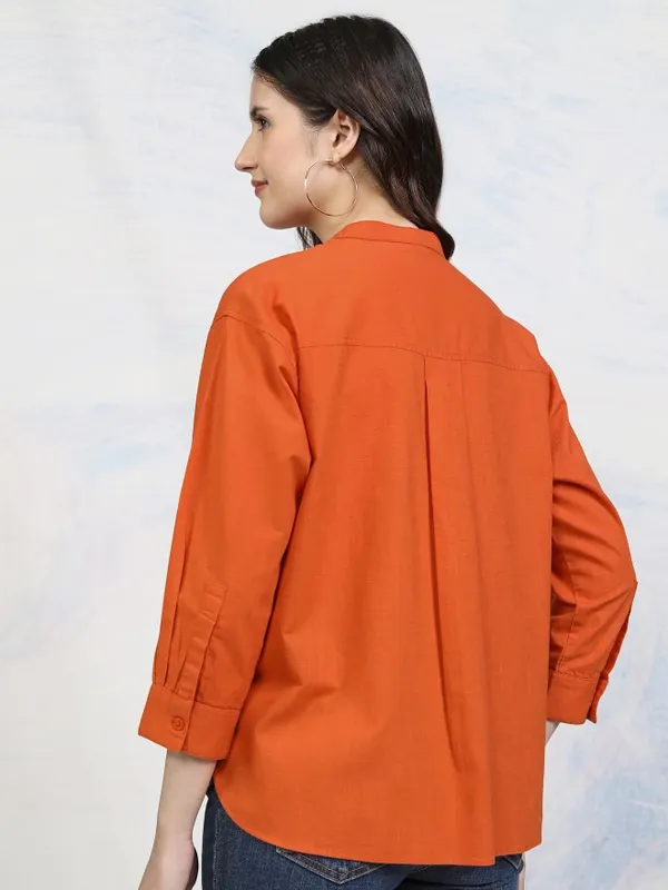 Solid Shirt Style Top