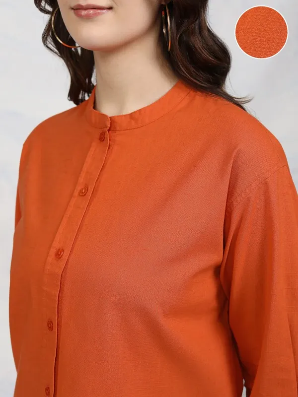 Solid Shirt Style Top