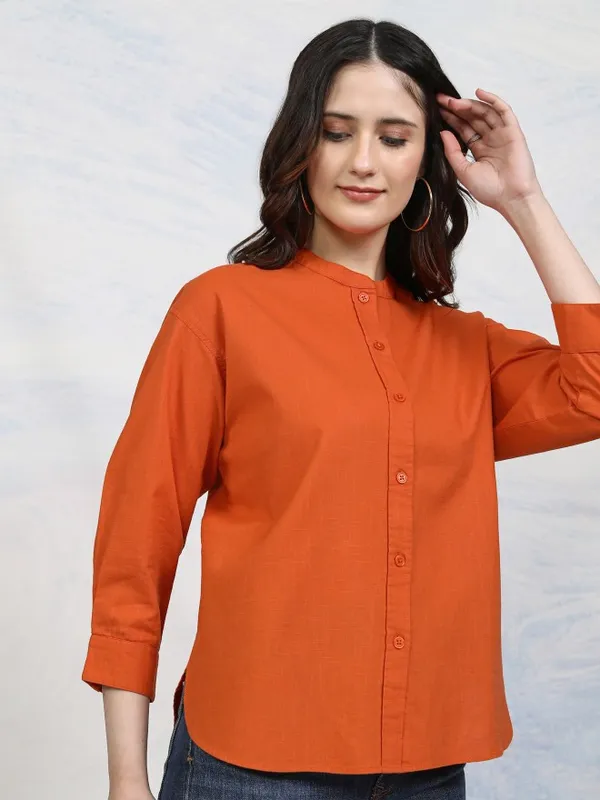 Solid Shirt Style Top