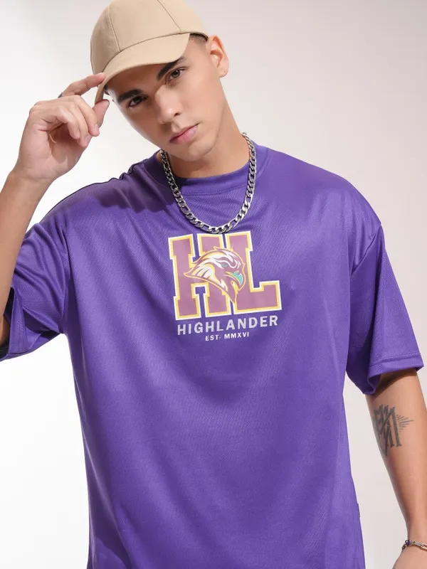 Men Printed Round Neck Oversized Fit T-Shirt