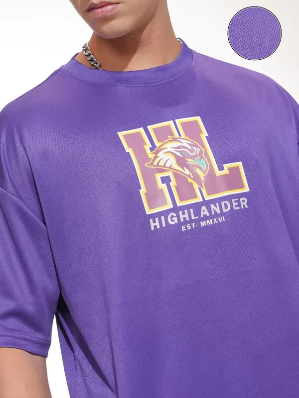 Men Printed Round Neck Oversized Fit T-Shirt