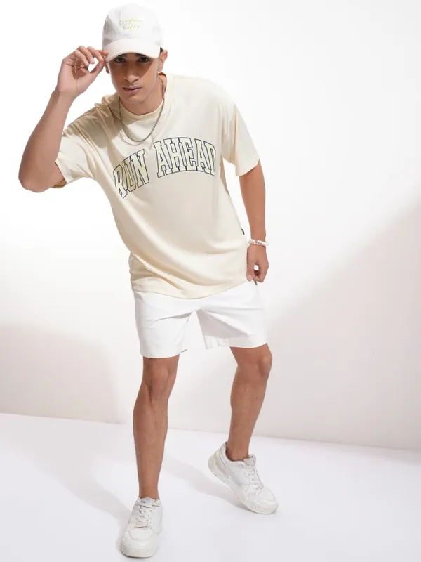 Men Printed Round Neck Oversized Fit T-Shirt