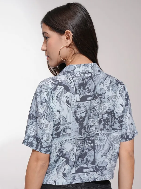 Black Panther Women Printed Boxy Fit Casual Shirt