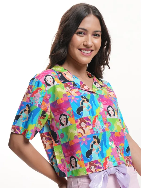 Disney Princess Women Printed Boxy Fit Casual Shirt