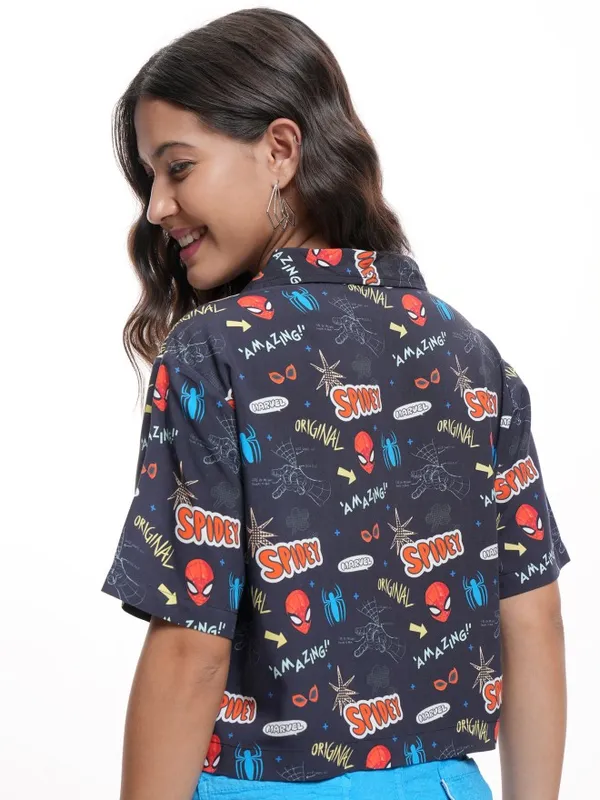 Spider-Man Women Printed Boxy Fit Casual Shirt