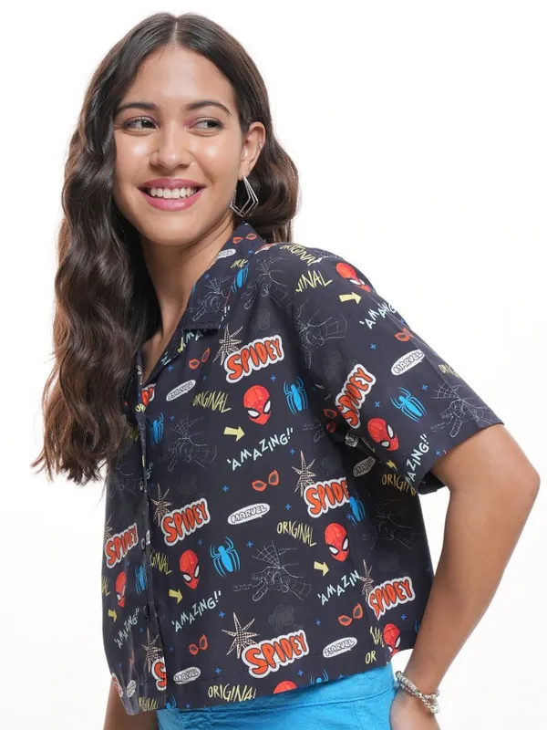 Spider-Man Women Printed Boxy Fit Casual Shirt
