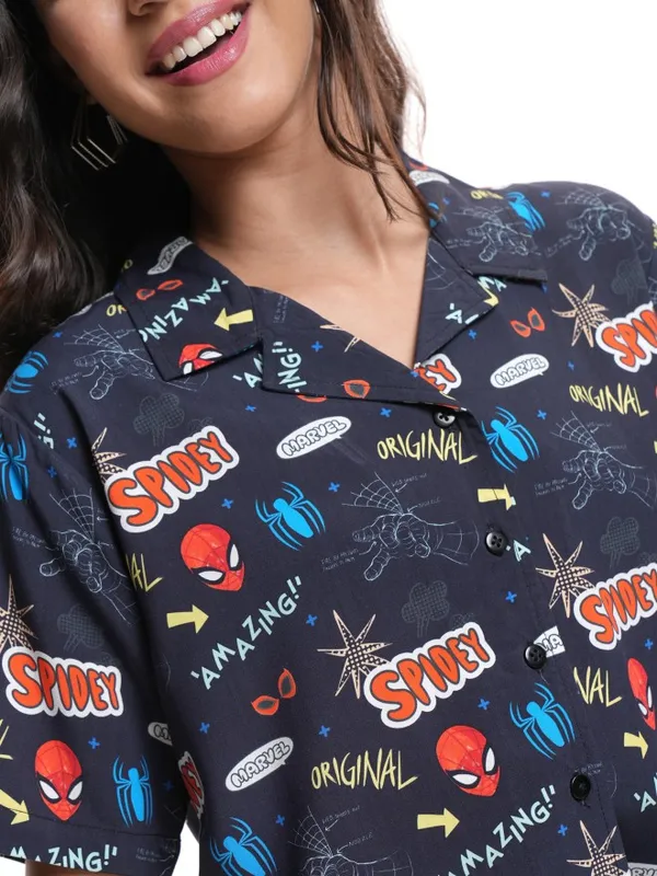 Spider-Man Women Printed Boxy Fit Casual Shirt