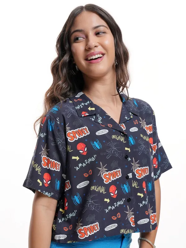 Spider-Man Women Printed Boxy Fit Casual Shirt