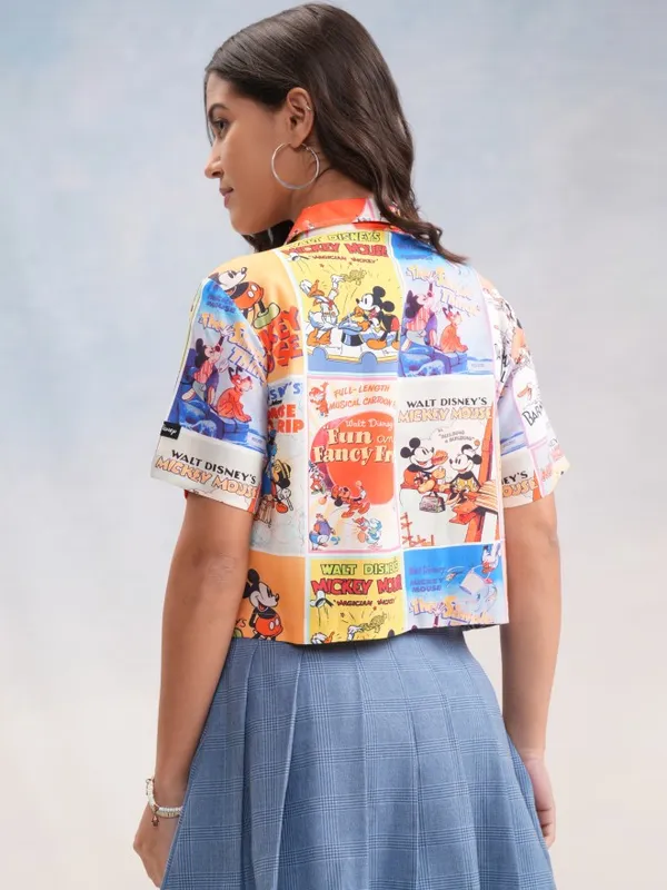 Mickey And Friends Women Printed Boxy Fit Casual Shirt