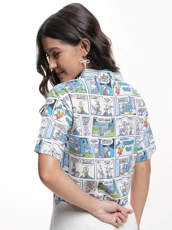 Donald And Daisy Women Printed Boxy Fit Casual Shirt