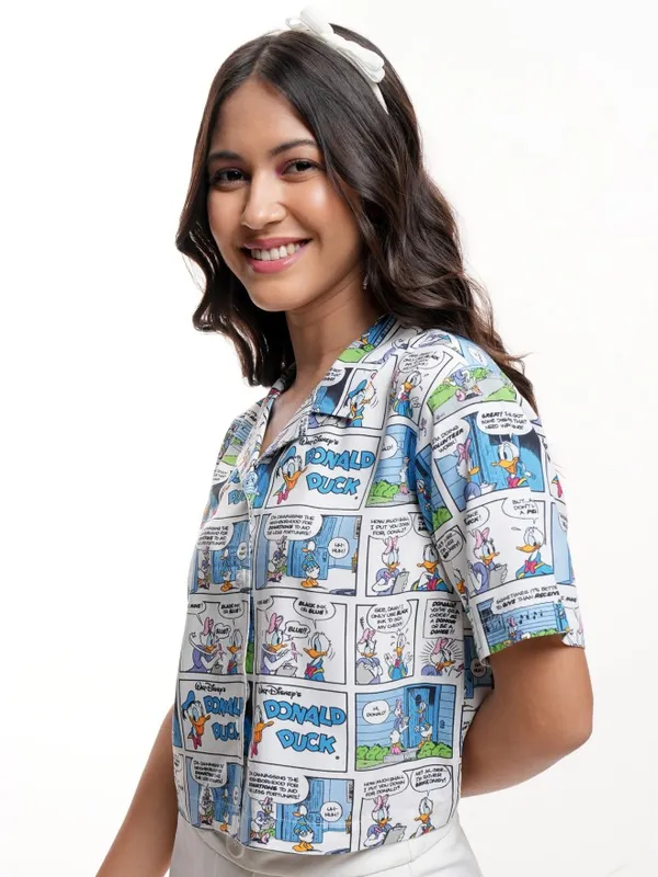 Donald And Daisy Women Printed Boxy Fit Casual Shirt