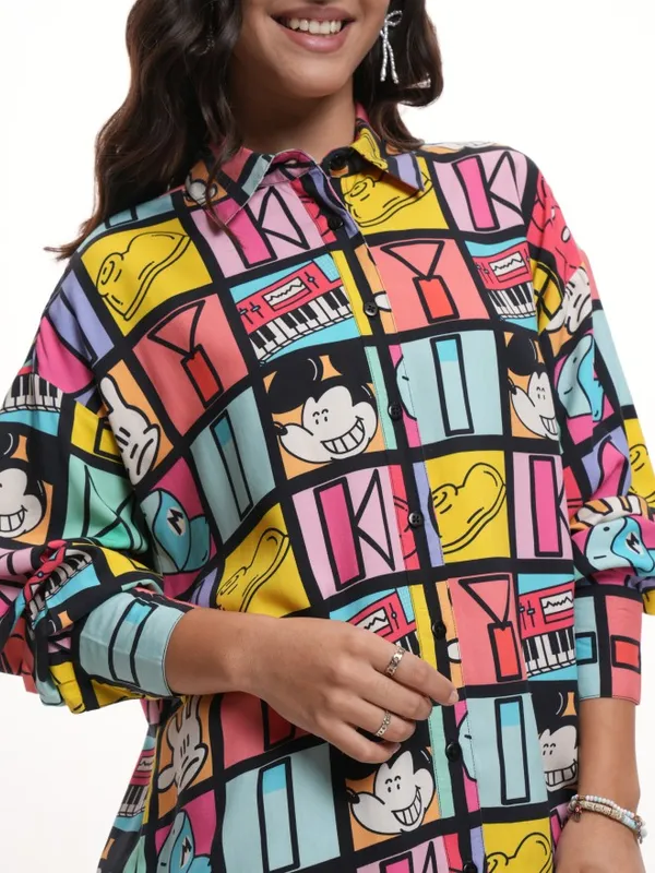 Mickey Mouse Women Printed Casual Shirt