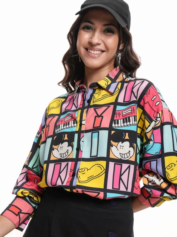 Disney By Tokyo Talkies Women Multi Mickey Mouse Printed Casual Shirt
