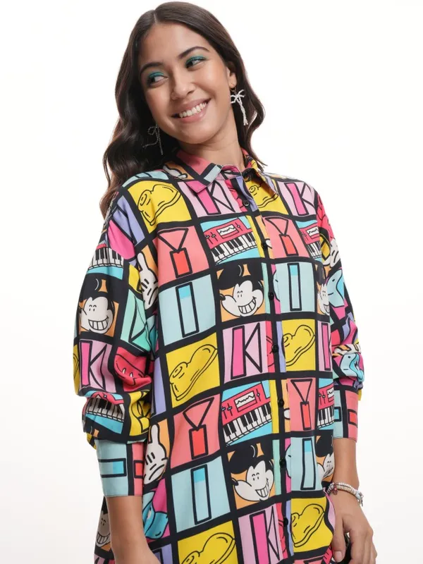 Disney By Tokyo Talkies Women Multi Mickey Mouse Printed Casual Shirt