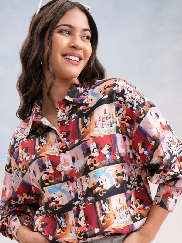 Disney By Tokyo Talkies Women Multi Mickey And Friends Printed Casual Shirt