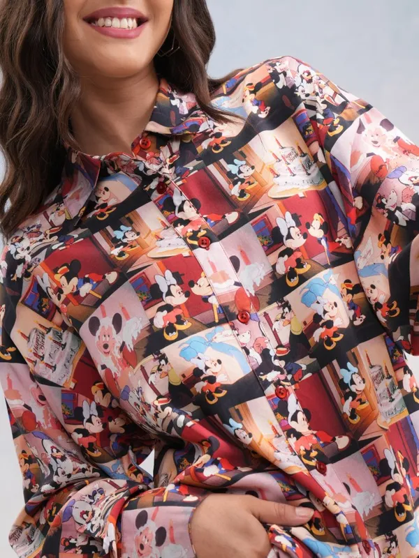 Disney By Tokyo Talkies Women Multi Mickey And Friends Printed Casual Shirt