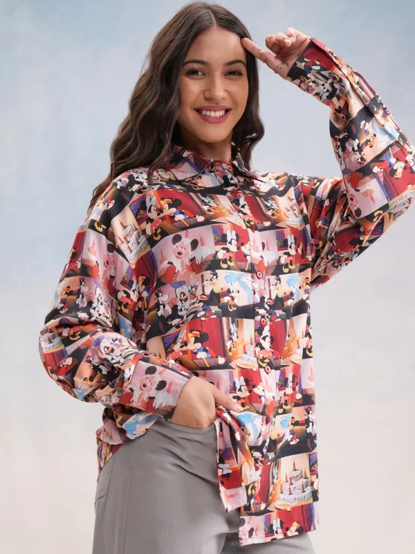 Disney By Tokyo Talkies Women Multi Mickey And Friends Printed Casual Shirt