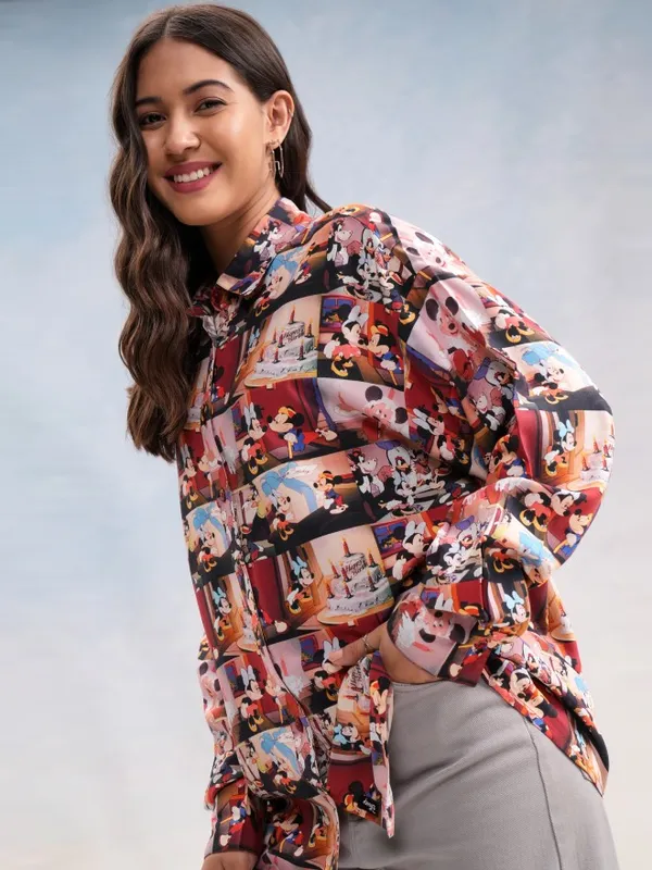 Disney By Tokyo Talkies Women Multi Mickey And Friends Printed Casual Shirt