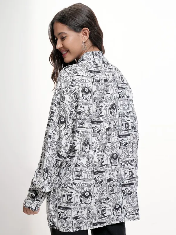 Disney By Tokyo Talkies Women White Donald Duck Printed Casual Shirt