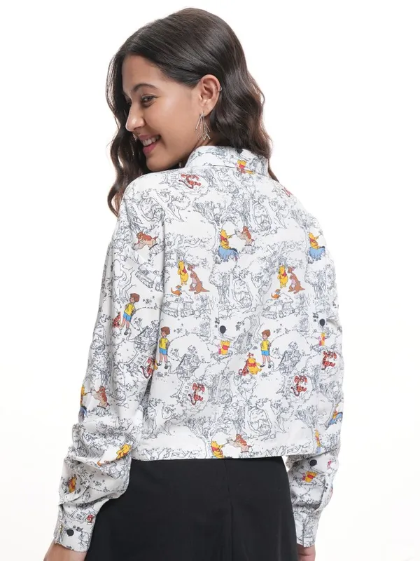 Disney By Tokyo Talkies Women White Winnie The Pooh Printed Casual Shirt