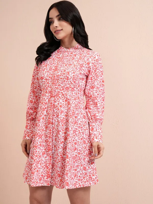 Tokyo Talkies Women Pink Printed A-Line Dress