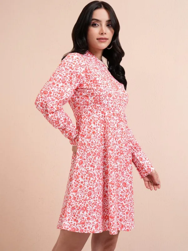 Tokyo Talkies Women Pink Printed A-Line Dress