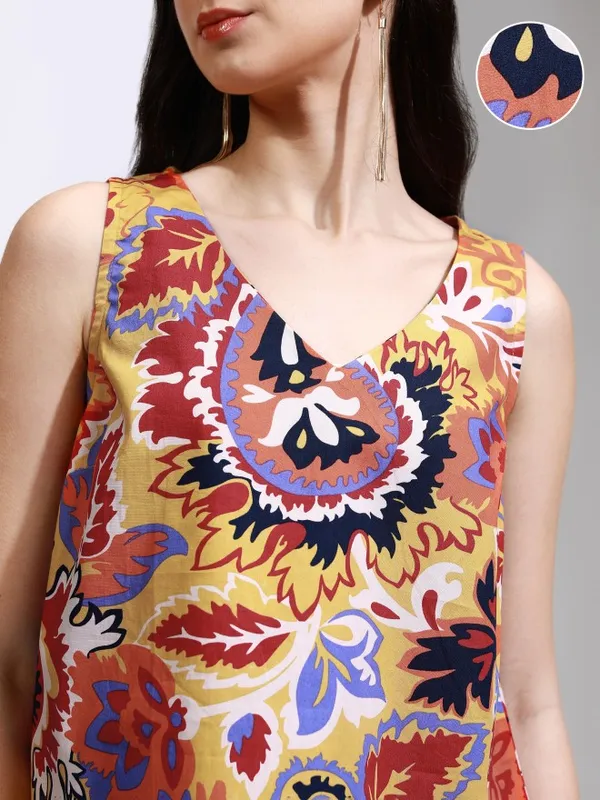 Tokyo Talkies Women Mustard Printed Regular Top