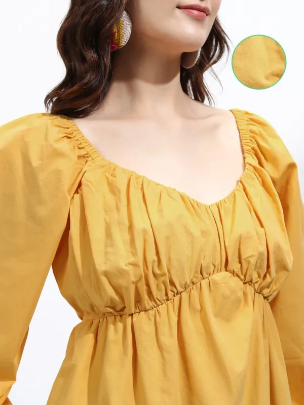 Tokyo Talkies Women Orange Solid Peplum Top