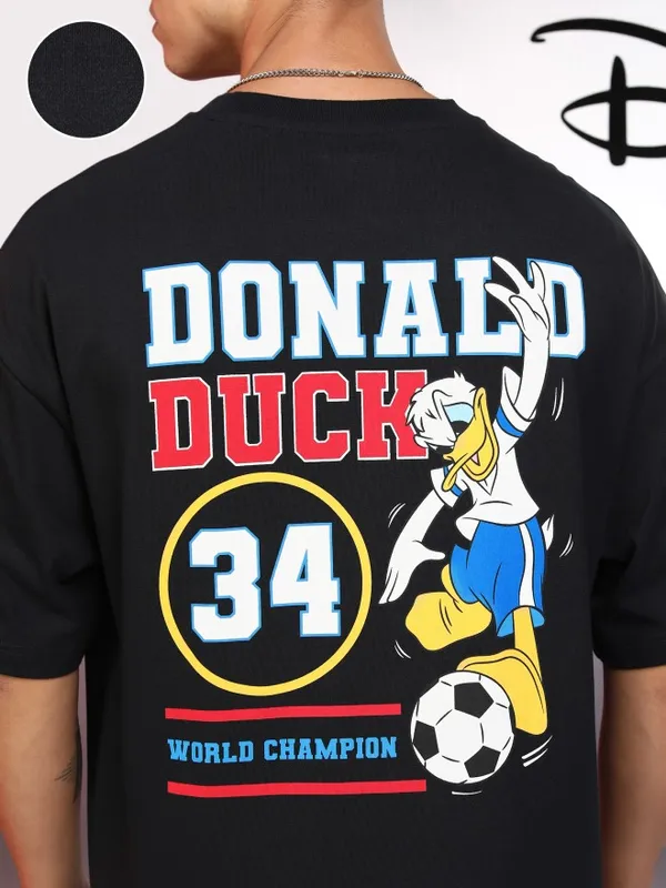 Donald Duck Men Printed Round Neck Oversized Fit T-Shirt