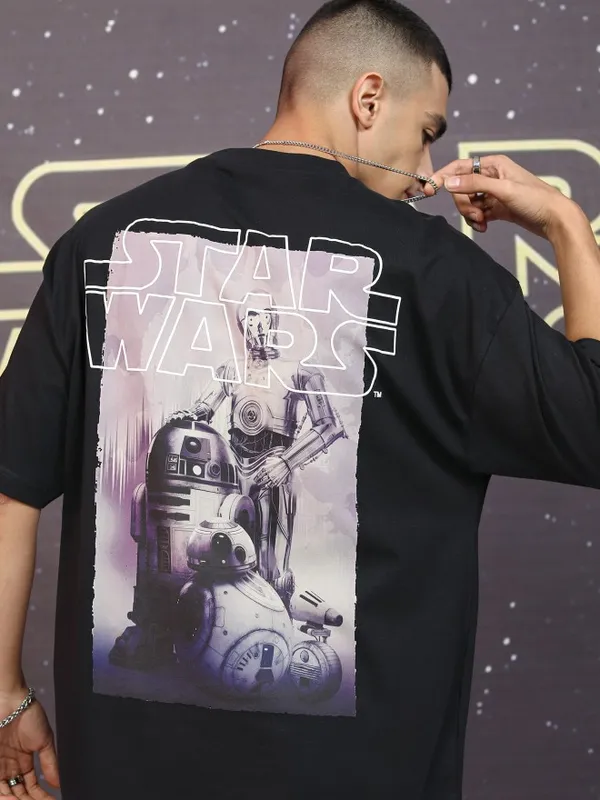 R2-D2 And C-3PO Men Printed Round Neck T-Shirt