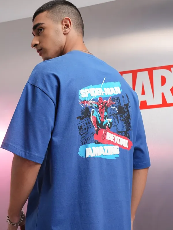 Spider-Man Men Printed Oversized Fit T-Shirt