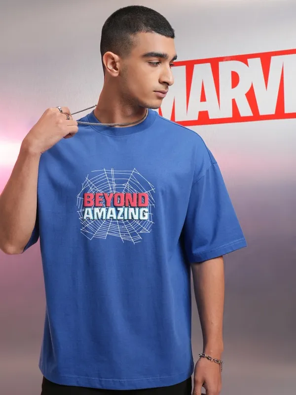 Spider-Man Men Printed Oversized Fit T-Shirt