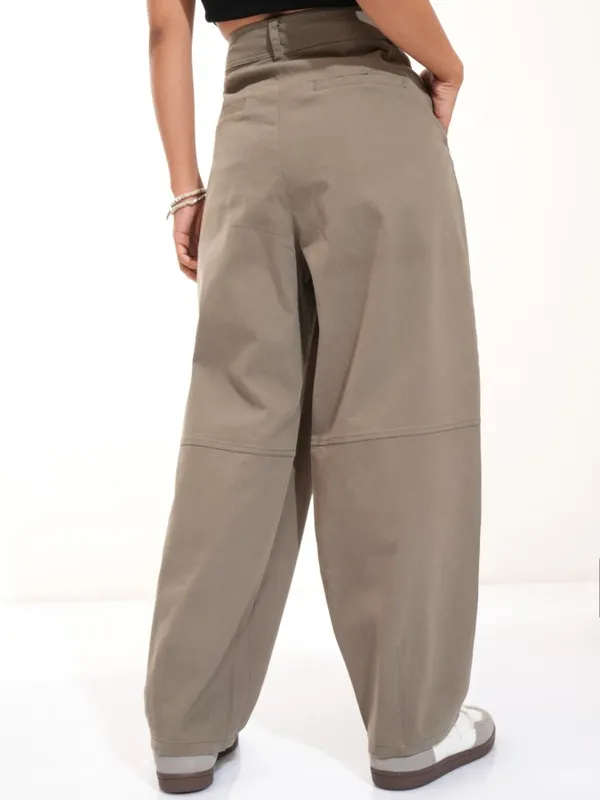 Tokyo Talkies Women Grey Solid Loose Fit Wide Leg Trouser