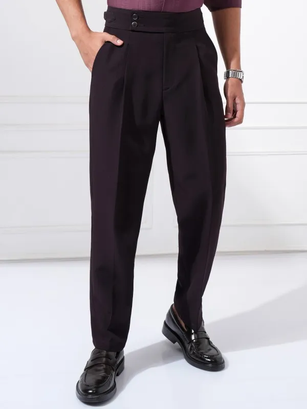 Highlander Men Purple Regular Fit Solid Casual Trouser
