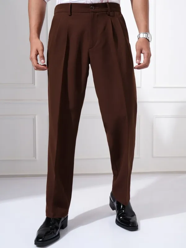 Highlander Men Brown Regular Fit Solid Casual Trouser