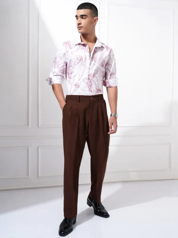 Highlander Men Brown Regular Fit Solid Casual Trouser