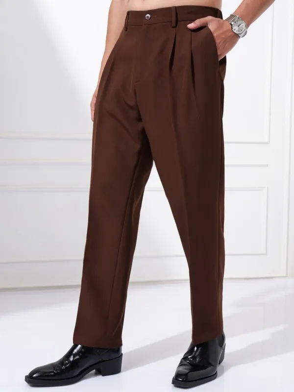 Highlander Men Brown Regular Fit Solid Casual Trouser