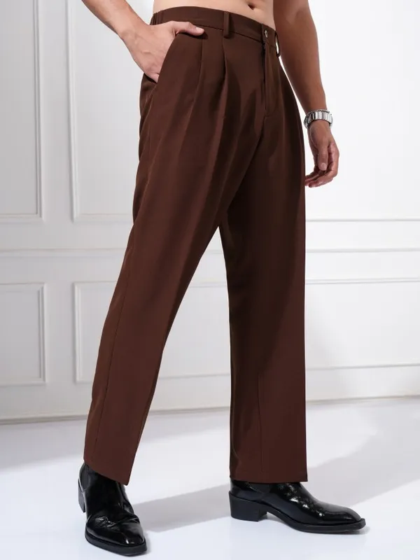 Highlander Men Brown Regular Fit Solid Casual Trouser