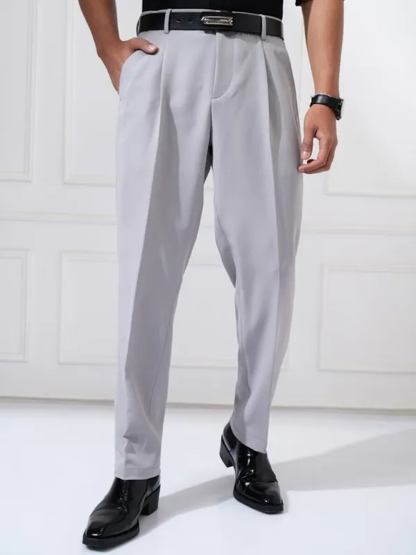 Highlander Men Grey Regular Fit Solid Casual Trouser