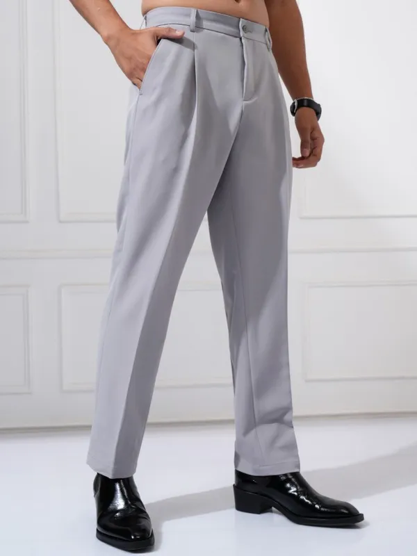 Highlander Men Grey Regular Fit Solid Casual Trouser