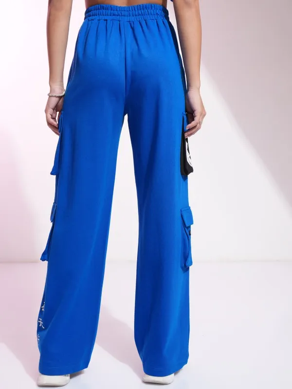 Disney By Tokyo Talkies Women Blue Mickey Mouse Printed Straight Fit Cargos