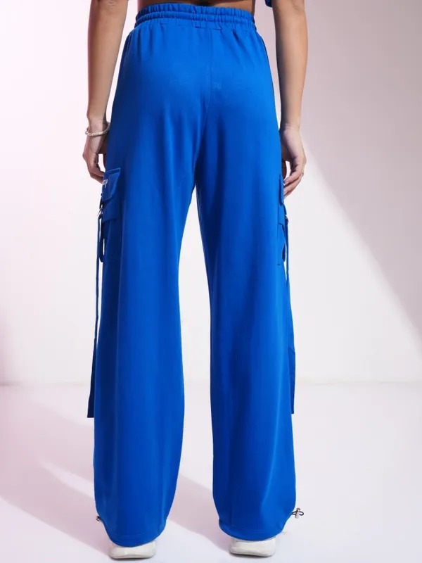 Disney By Tokyo Talkies Women Blue Donald Duck Printed Straight Fit Casual Trousers