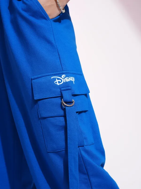 Disney By Tokyo Talkies Women Blue Donald Duck Printed Straight Fit Casual Trousers