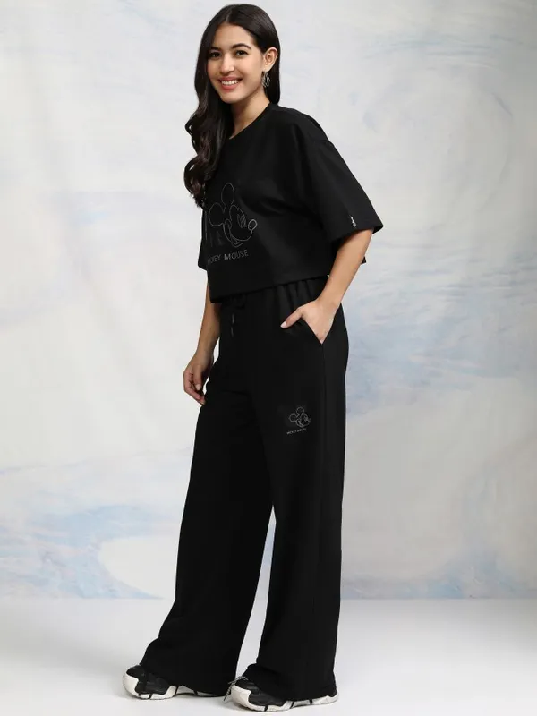 Mickey Mouse Women T-Shirt With Trouser Co-Ords