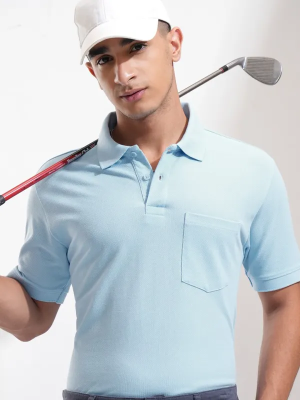 Solid Polo Collar T-Shirt