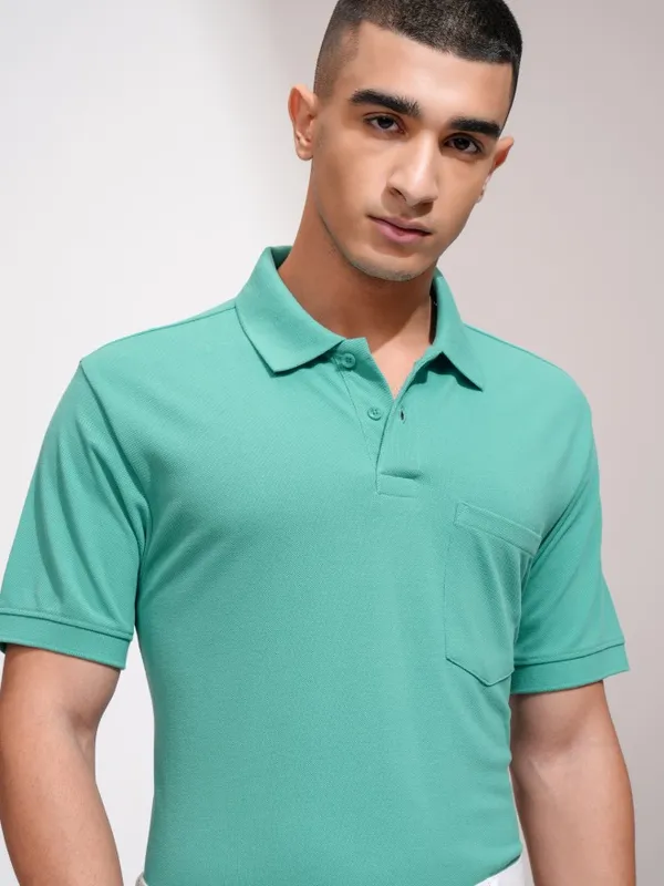 Solid Polo Collar T-Shirt