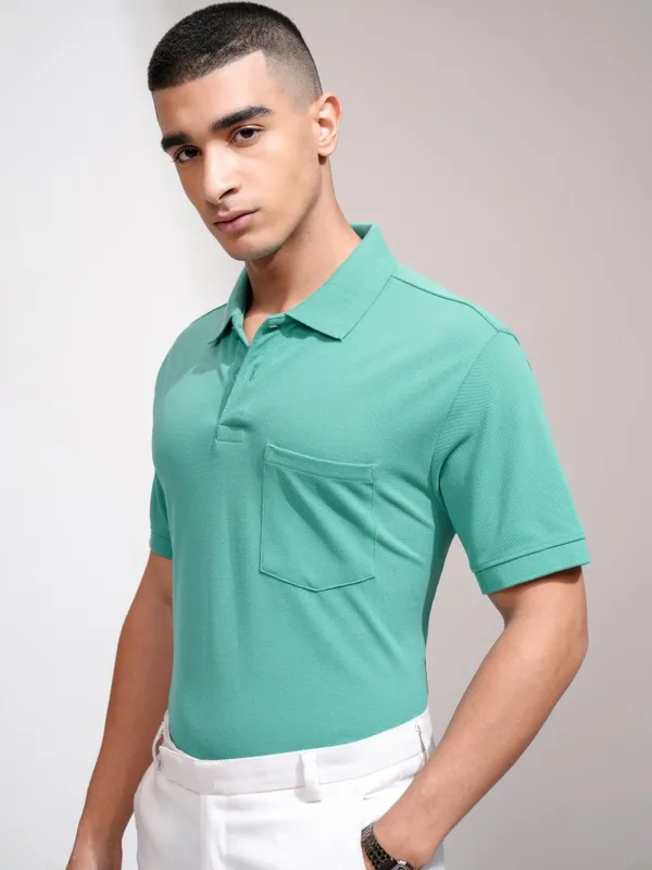 Solid Polo Collar T-Shirt