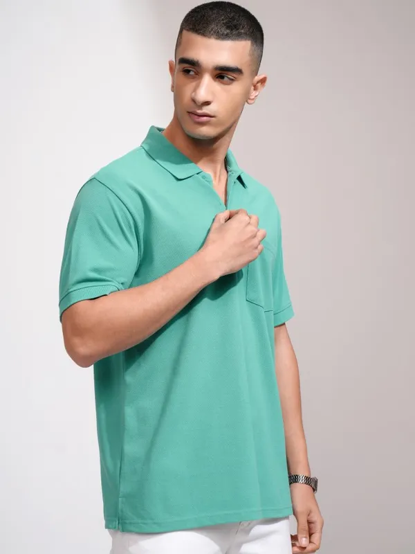 Solid Polo Collar T-Shirt